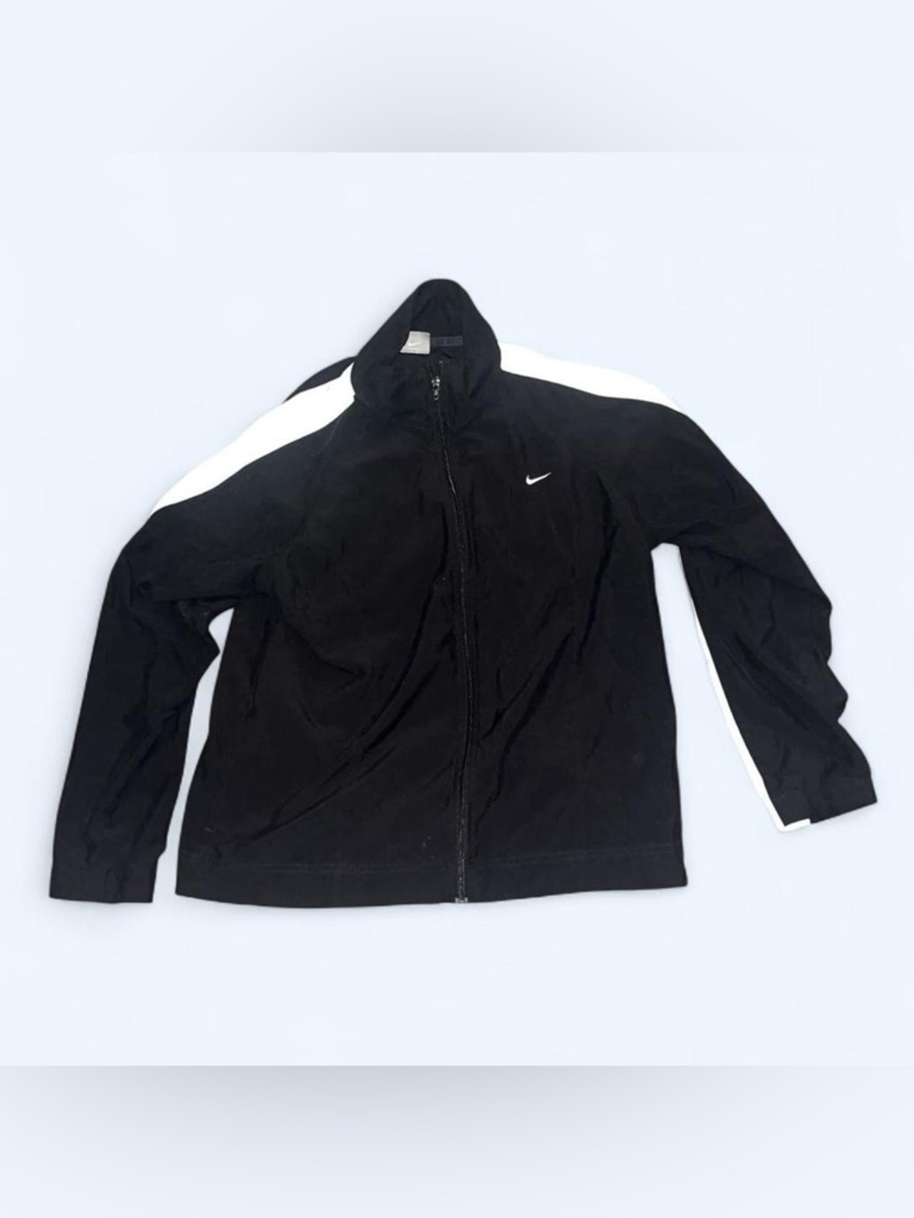 Nike Black Windbreaker Jacket with White Shoulder Stripes